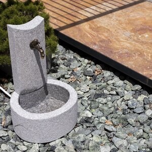 Granit Blanc Léopard, Fontaine à eau sur pied, 47 x 40 x 70 cm