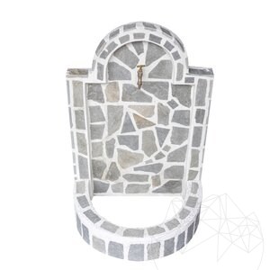 Cismea Small Garden, Traditional, Freestanding - Placage de pierre polygonale, Rhodos Slate, 80 x 55 cm, 70 kg