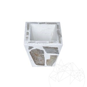 Jardinière rustique en béton 30x40 cm - Plaquée en pierre polygonale Rhodos | Idéale pour les fleurs dans le jardin, la terrasse et l'allée