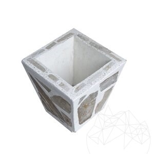 Jardinière rustique en béton 30x40 cm - Plaquée en pierre polygonale Rhodos | Idéale pour les fleurs dans le jardin, la terrasse et l'allée