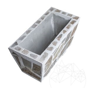 Jardinière rustique en béton, 30x60 cm - Plaquée en pierre polygonale Rhodos | Idéale pour les fleurs dans le jardin, la terrasse et l'allée
