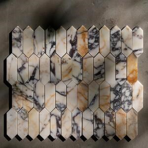 Mosaïque de pilier polie en marbre violet Arabescato 30.5 x 28 cm