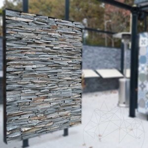 Ardoise Kavala 3D Strips | Pierre décorative pour bardage vertical, extérieur-intérieur (10-12/palette)