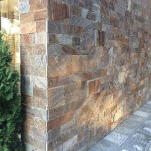 Ardoise Rusty Brown Natur, 10 cm x LL | Pierre décorative - Dalles verticales, extérieur-intérieur