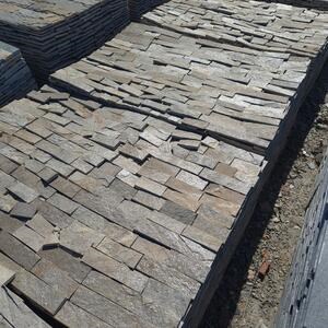 Ardoise Sahara Natur, 5 cm x LL x 1.3cm | Pierre décorative - Dalles verticales, extérieur-intérieur (25sqm/palette)