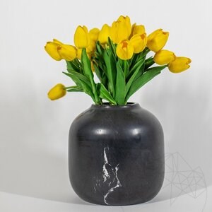 Vase autographe Bari Marbre Nero, 20 x 19 cm