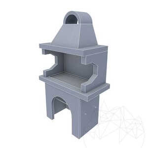 Grand barbecue de jardin traditionnel (charbon de bois/bois, 153x70x210 cm, pierre naturelle de Rhodes, brique)