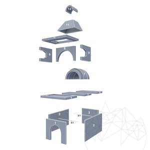 Gril + four traditionnel intégré (charbon de bois/bois, 208x120x155 cm, 1200 kg, pierre naturelle de Rhodes, brique)