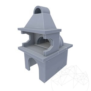 Gril + four traditionnel intégré (charbon de bois/bois, 208x120x155 cm, 1200 kg, pierre naturelle de Rhodes, brique)