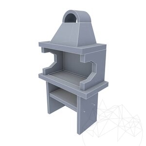 Barbecue de jardin Mediteraneo Medium avec étagère (Fusain/Bois, 120x70x210 cm, 800 kg, pierre naturelle Vratza, brique)