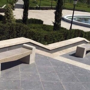 Banc de jardin en granit jaune de Padang, 165 x 40 x 50 cm