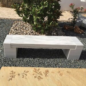 Banc de jardin en marbre Kavala, 165 x 40 x 40 cm