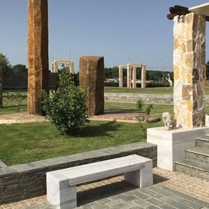 Banc de jardin en marbre Kavala, 165 x 40 x 40 cm