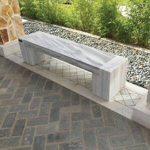Banc de jardin en marbre Kavala, 165 x 40 x 40 cm