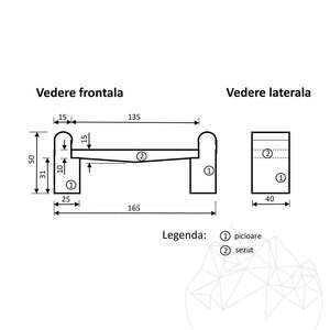 Banc de jardin en granit blanc léopard, 165 x 40 x 50 cm