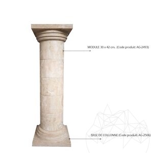 Base de colonne en travertin Romano Classic Riven, 60 x 60 x 20 cm