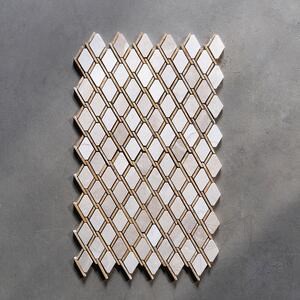 Mosaïque polie en marbre beige et travertin labyrinthe jaune, 30,5 x 30,5 cm