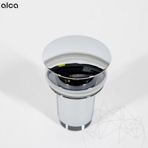 Alca Plast Bonde de lavabo Click clack, laiton chromé, 5/4", sans trop-plein, grand bouchon