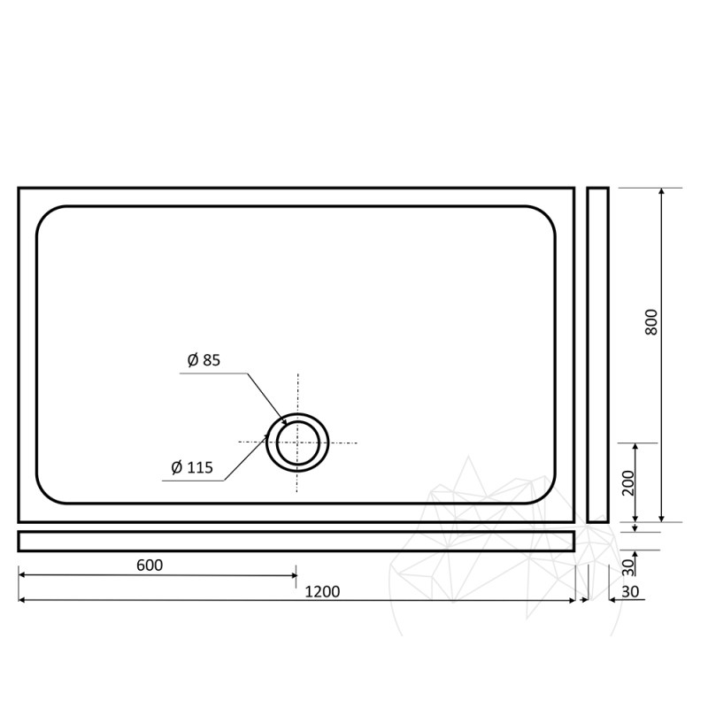 Receveur de douche, Marbre Cappuccino ULTRA FLAT, 120 x 80 x 3 cm