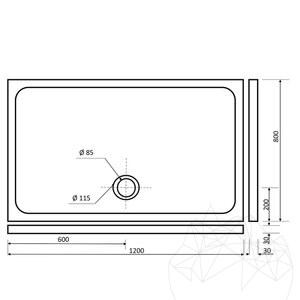 Receveur de douche, Marbre Cappuccino ULTRA FLAT, 120 x 80 x 3 cm