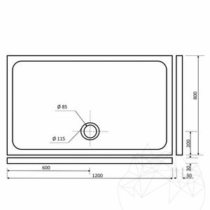 Receveur de douche, Travertin Latte ULTRA FLAT, 120 x 80 x 3 cm