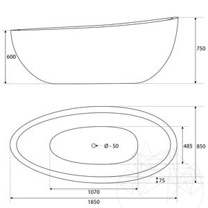 Baignoire Autograph Faro Arabescato Marble, 185 x 86 x 70 cm