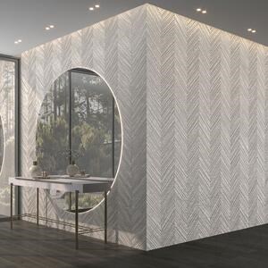Dalle Carrara White Tile(Chevron Design) 2CM
