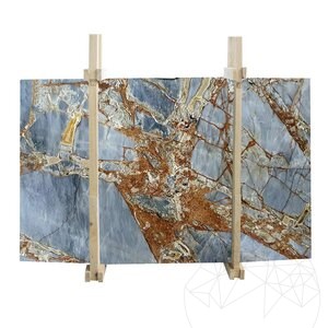 Bleu Fantastique Plaque de Marbre Polie, 2 cm