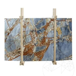 Bleu Fantastique Plaque de Marbre Polie, 2 cm