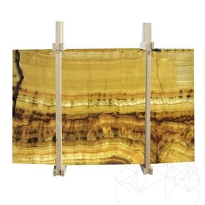 Plaque d'Onyx Polie Taillée en Veine, 2 cm