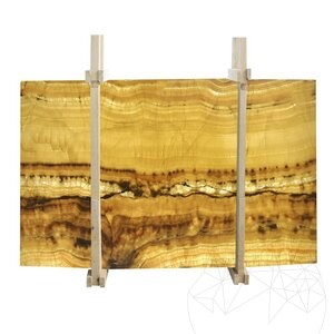 Plaque d'Onyx Polie Taillée en Veine, 2 cm