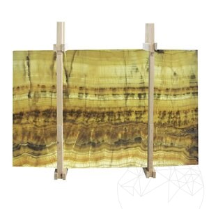 Plaque d'Onyx Polie Taillée en Veine, 2 cm