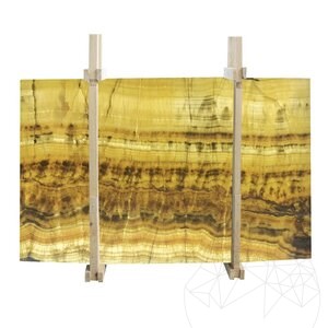 Plaque d'Onyx Polie Taillée en Veine, 2 cm