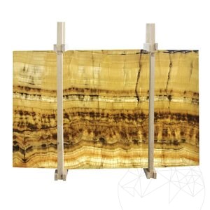 Plaque d'Onyx Polie Taillée en Veine, 2 cm