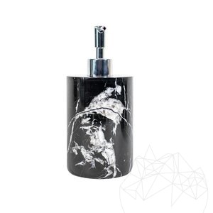 Distributeur de savon liquide en marbre Nero, 19.5 x 8.5 cm