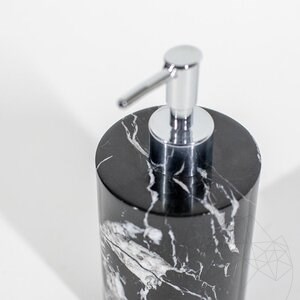 Distributeur de savon liquide en marbre Nero, 19.5 x 8.5 cm