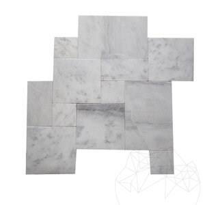 Ensemble de motifs français en marbre blanc de New York sablé et brossé, 1.2 cm