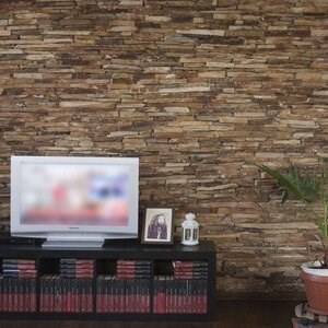 Ardoise Rhodos 3D Strips | Pierre décorative pour bardage vertical, extérieur-intérieur (10-12/palette)