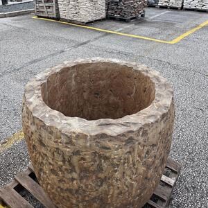 Jardinière en pierre calcaire - Jardinière en pierre naturelle pour fleurs et arbres d'ornement, intérieur/extérieur, 75 x 75 x 70 cm