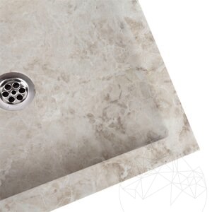 Lavabo de salle de bain, Marbre Cappucino SS-30, 45 x 45 x 12 cm