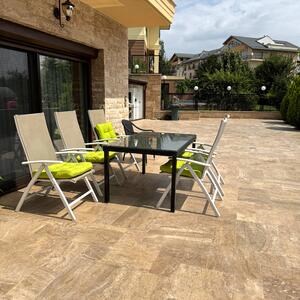Latte PREMIUM Travertin brossé motif français, 3 cm