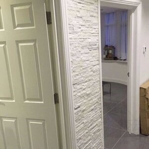 Panneau de revêtement mural en marbre blanc pur, 15 x 60 cm