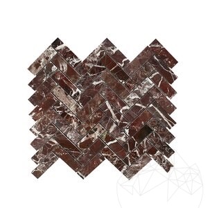 Mosaïque de marbre poli Rosso Levanto à chevrons