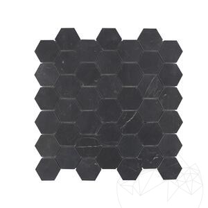 Mosaïque de marbre poli Nero Marquina Hexagone