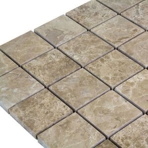 Mosaïque de marbre poli Light Emperador, 4.8 x 4.8 cm