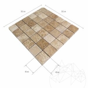 Mosaïque de marbre poli Light Emperador, 4.8 x 4.8 cm