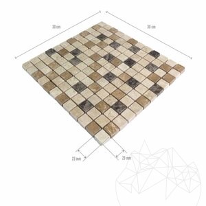 Mosaïque de marbre poli Mix, 2.3 x 2.3 cm