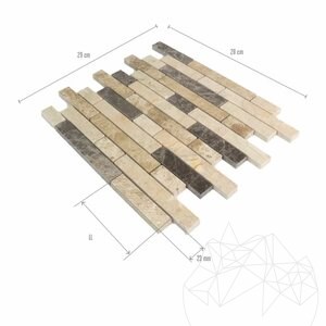 Mosaïque de marbre poli Mix, 2.3 cm x FL