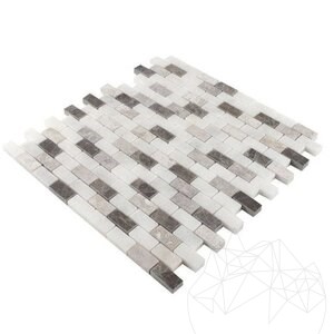 Mosaïque de marbre poli Emperador/Tundra/Mugla Mix, 3.2 x 1.5 cm