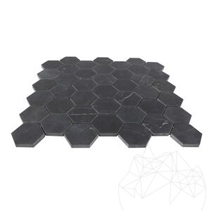 Mosaïque de marbre poli Nero Marquina Hexagone